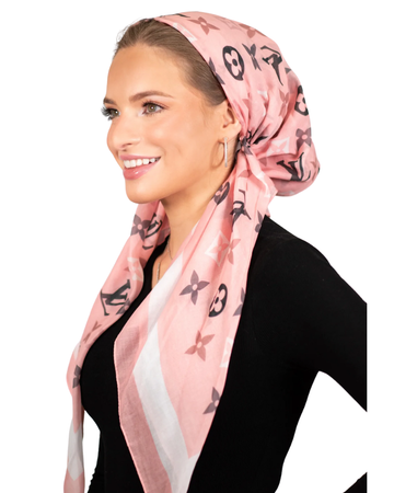 Tie Ur Knot LV Inspired Pink Adjustable Pre-Tied Bandanna with Full Non Slip Grip myselflingerie.com